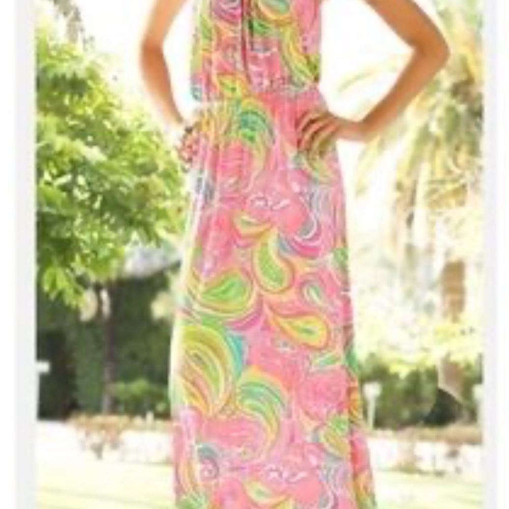 Lilly Pulitzer Pink and Green Maxi Dress